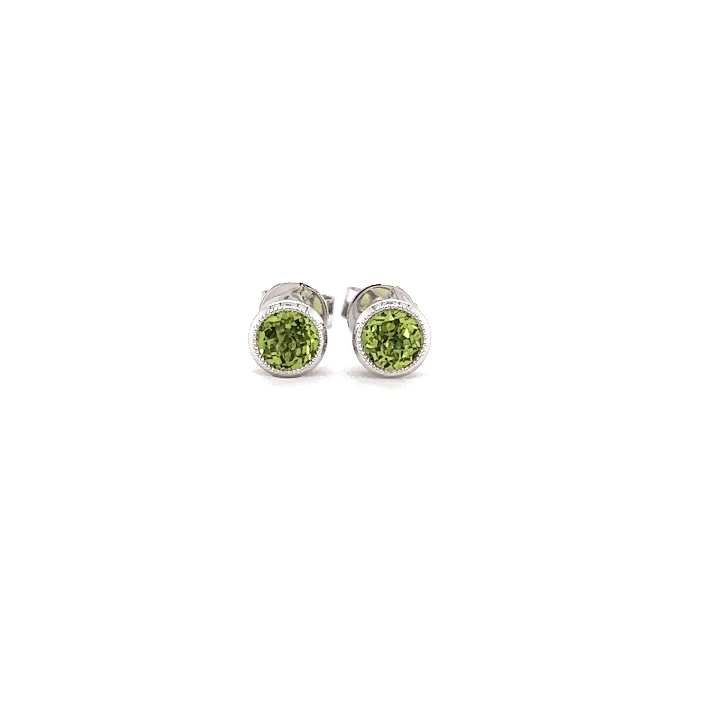 14K Gold Filigree Basket Peridot Stud Earrings