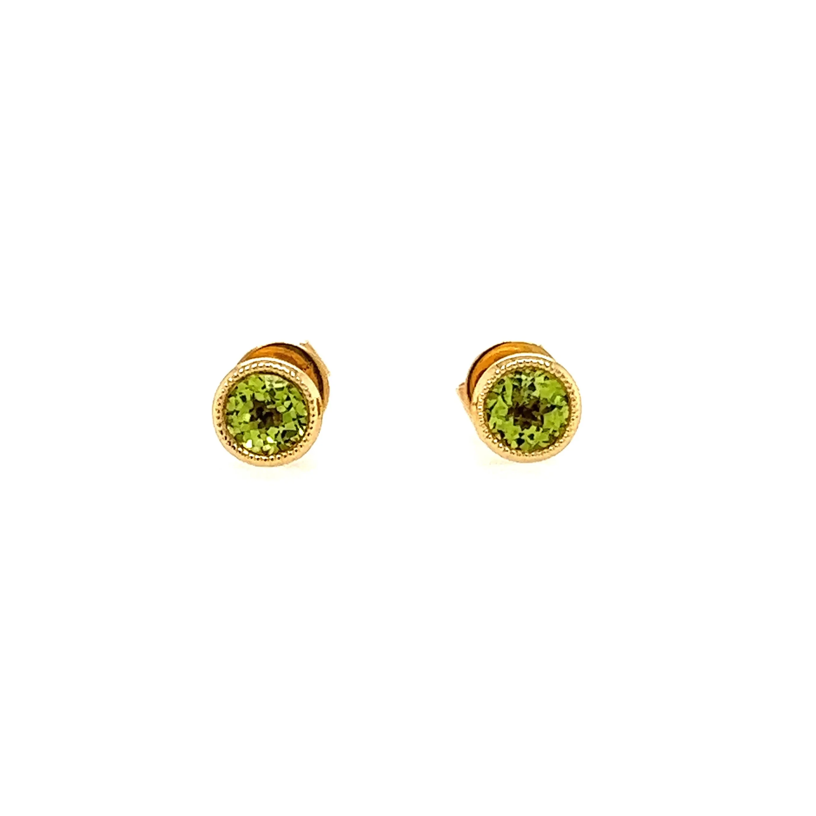 14K Gold Filigree Basket Peridot Stud Earrings