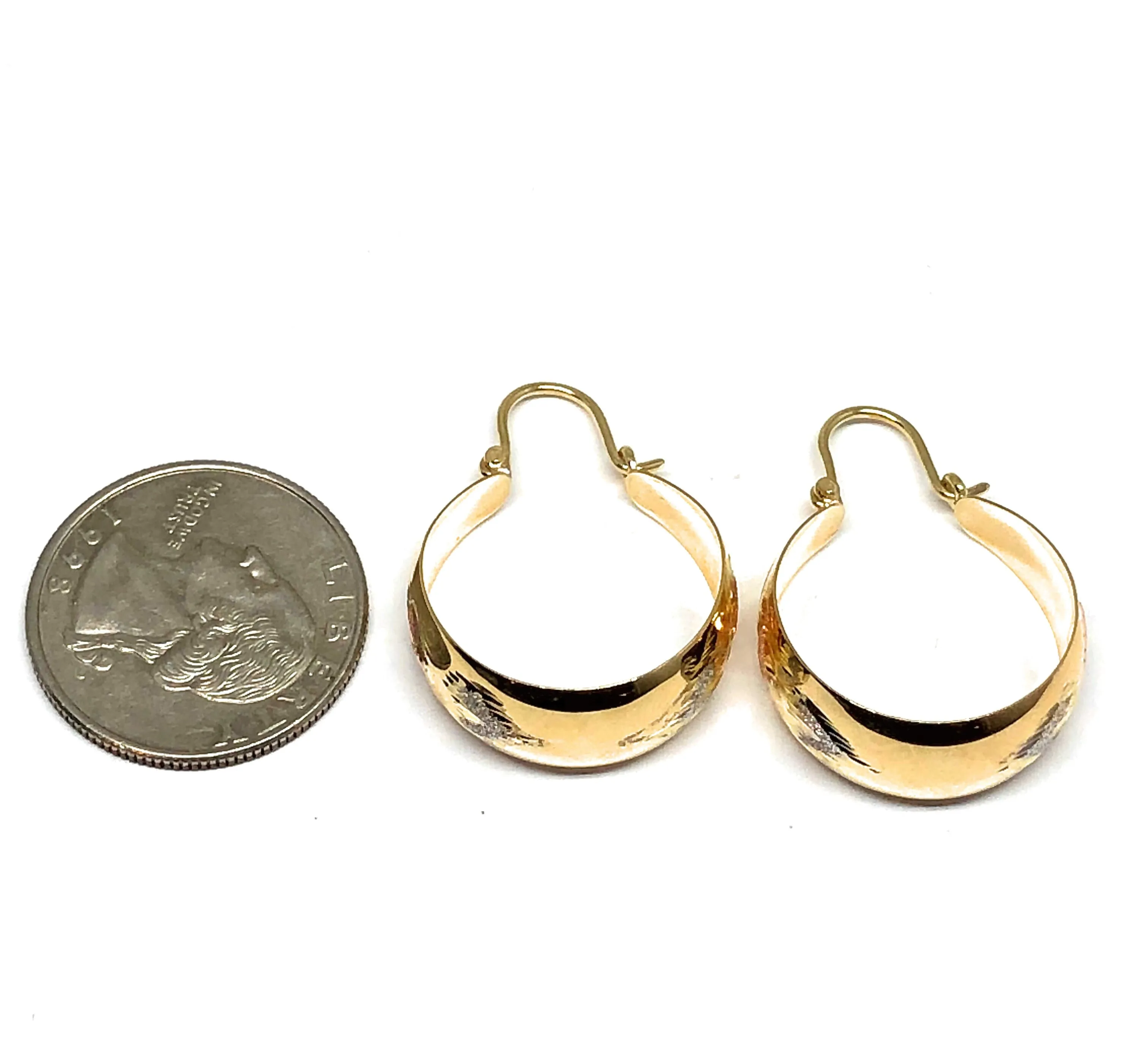 14k Solid Gold Tri-Color Heart Basket Earrings (SM,MED,LG)