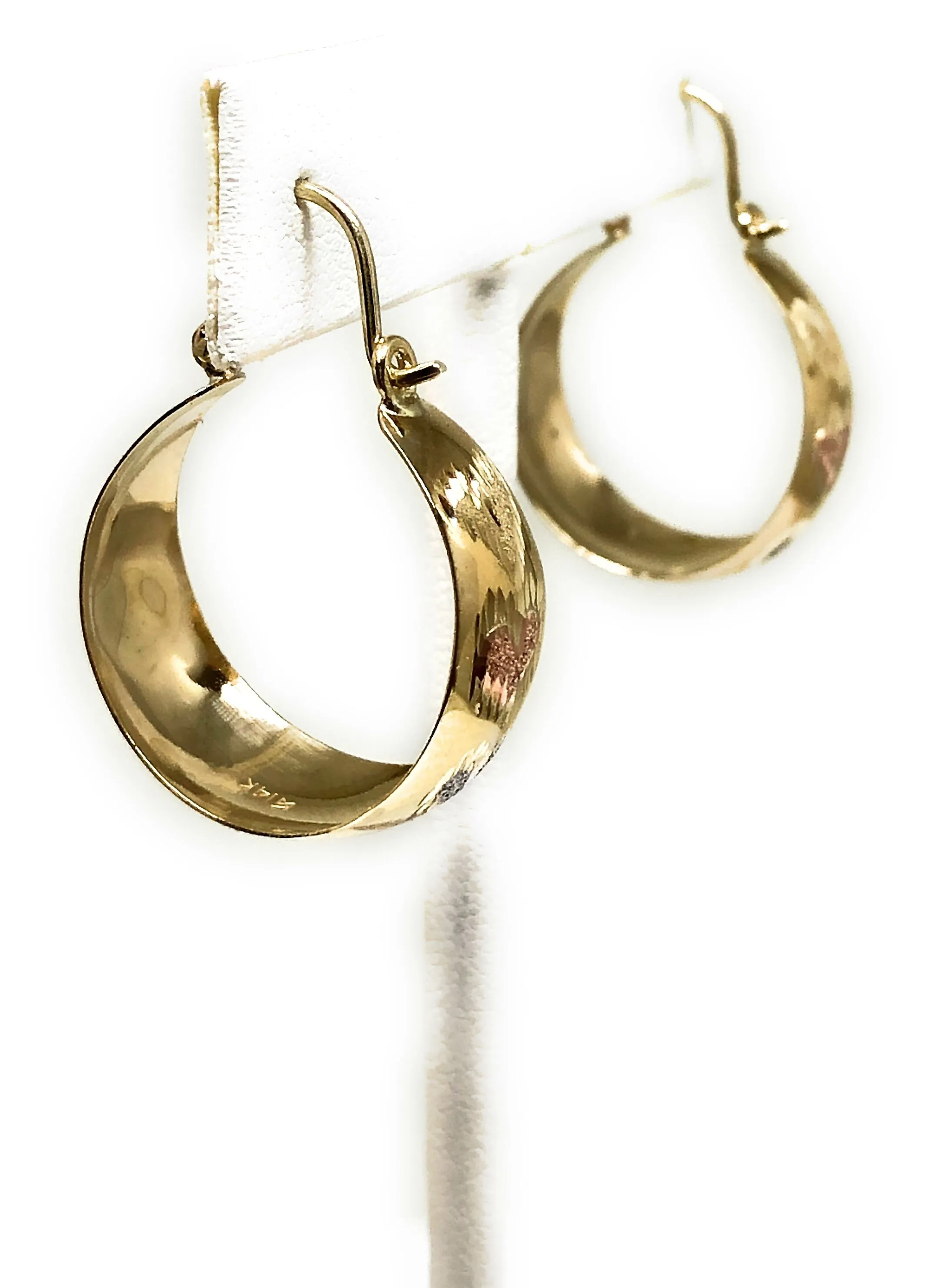 14k Solid Gold Tri-Color Heart Basket Earrings (SM,MED,LG)