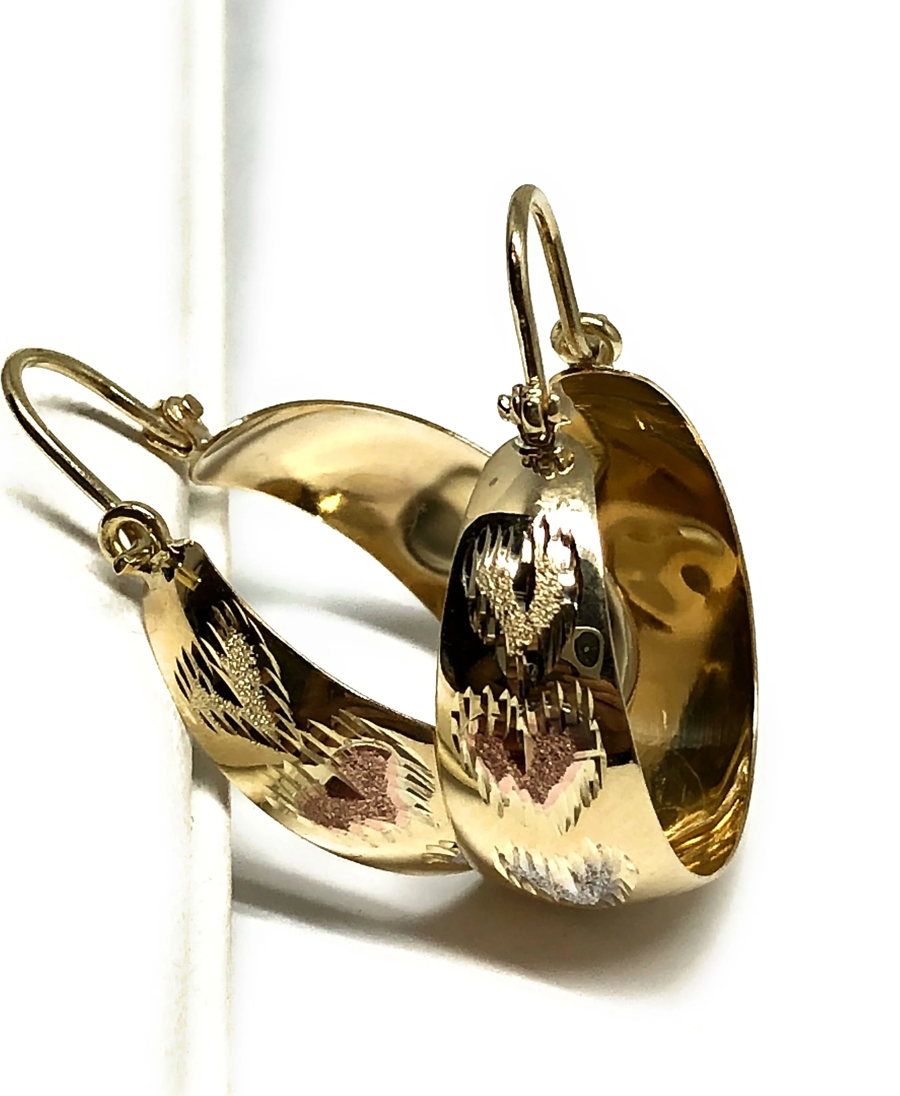 14k Solid Gold Tri-Color Heart Basket Earrings (SM,MED,LG)