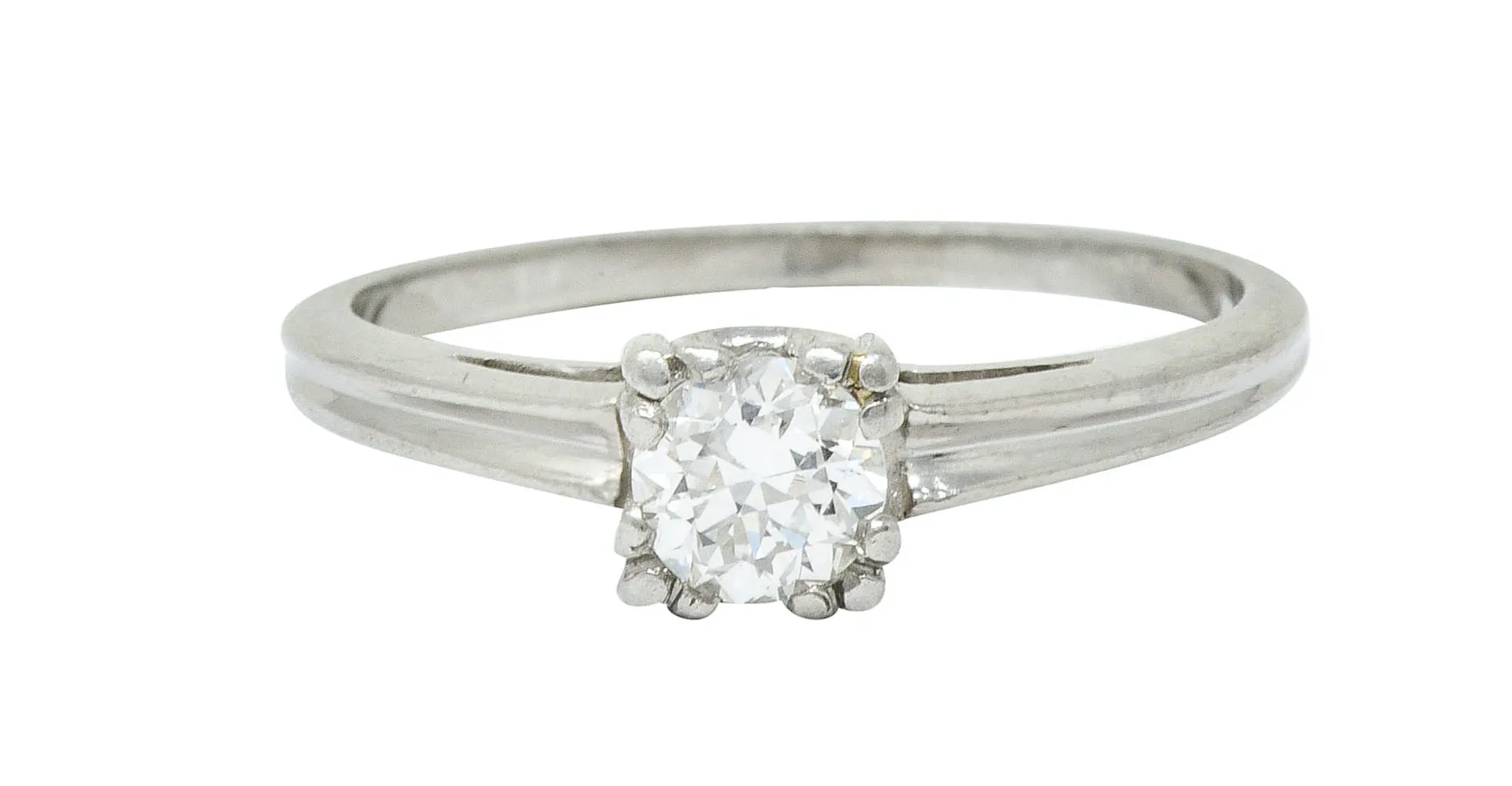 Art Deco Platinum Cathedral Basket Engagement Ring with 0.33 CTW Diamond