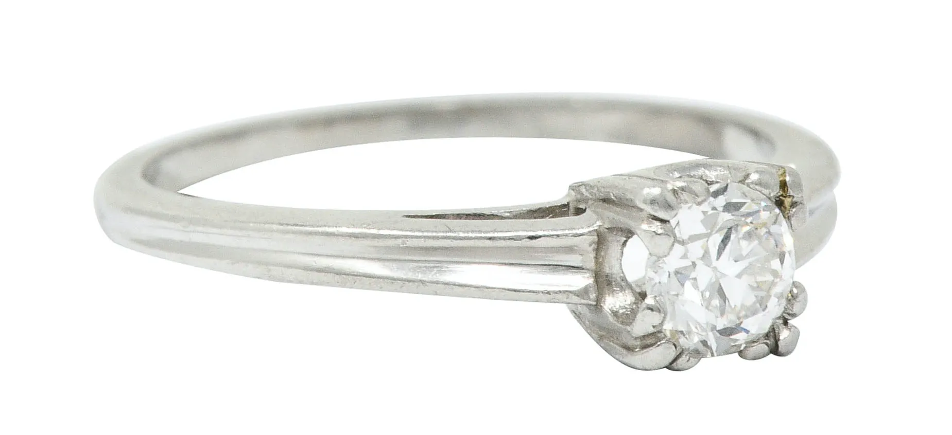 Art Deco Platinum Cathedral Basket Engagement Ring with 0.33 CTW Diamond