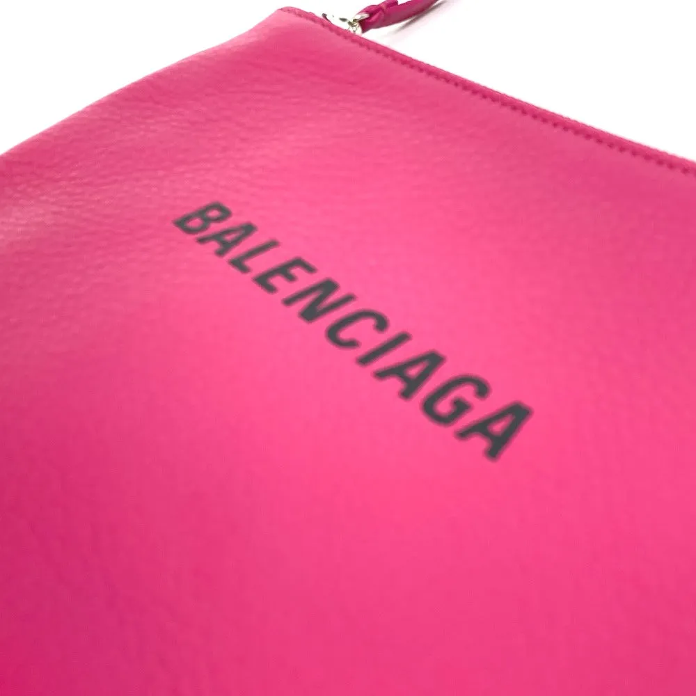 BALENCIAGA Clutch bag 492465 leather pink logo Everyday Pouch M Women