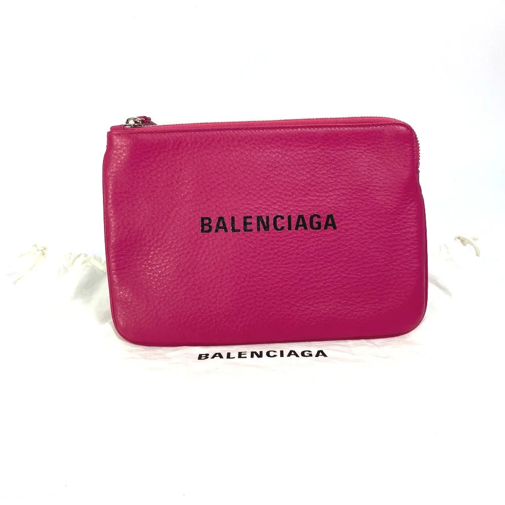 BALENCIAGA Clutch bag 492465 leather pink logo Everyday Pouch M Women