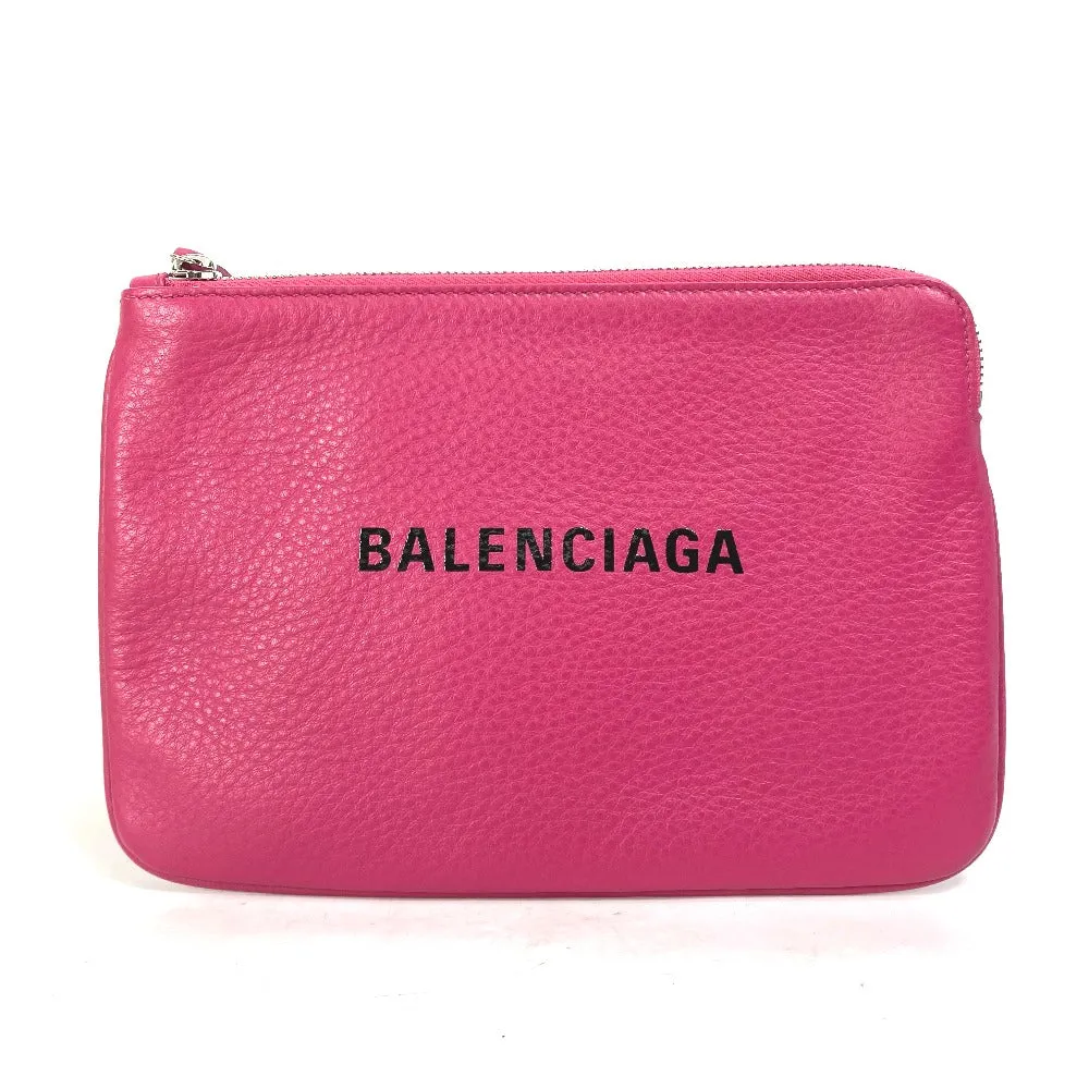 BALENCIAGA Clutch bag 492465 leather pink logo Everyday Pouch M Women