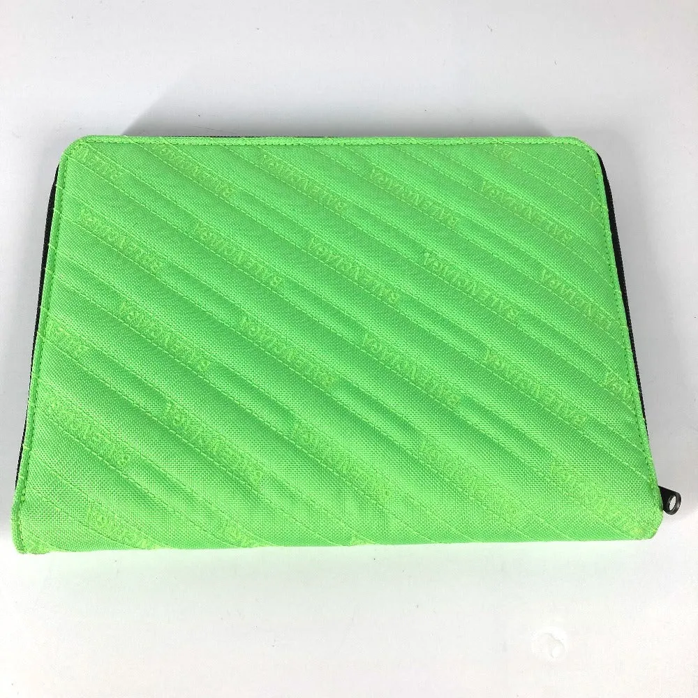 BALENCIAGA Clutch bag 554219 canvas Neon green logo explorer tablet mens