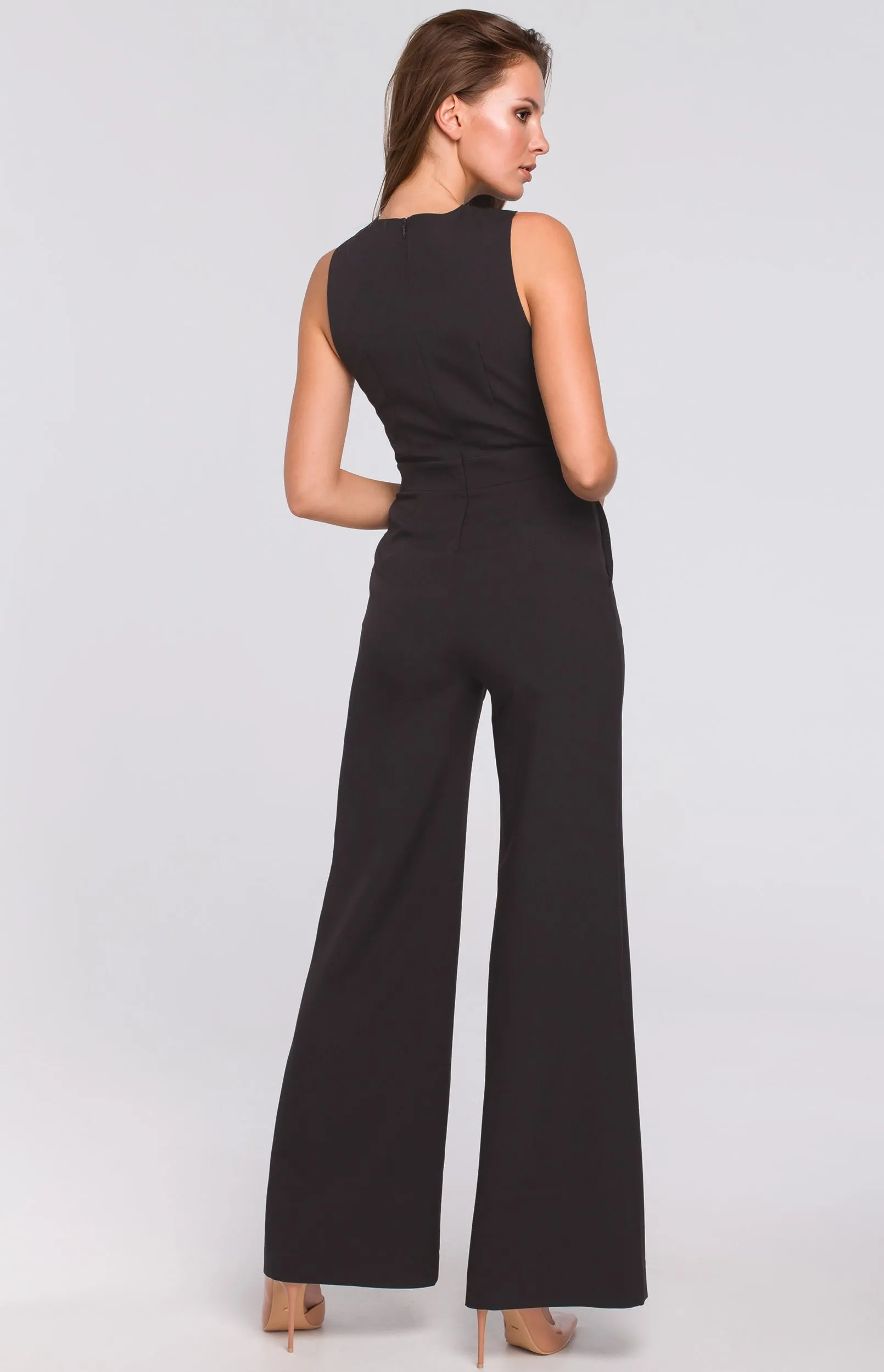 Black Cross-Front Jumpsuit