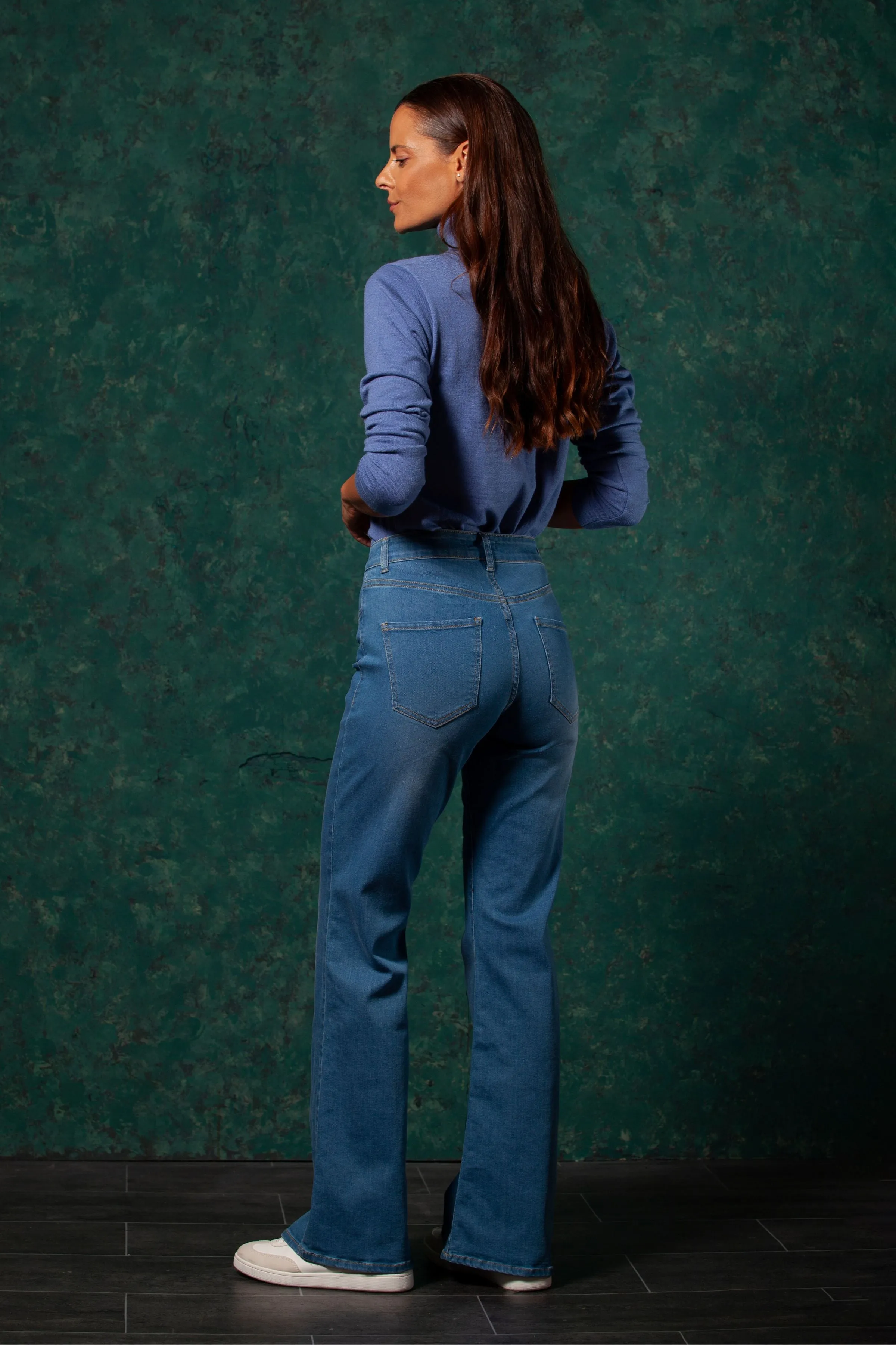 Blue Heart-Embroidered Jeans with Five Pockets by LolitasyL