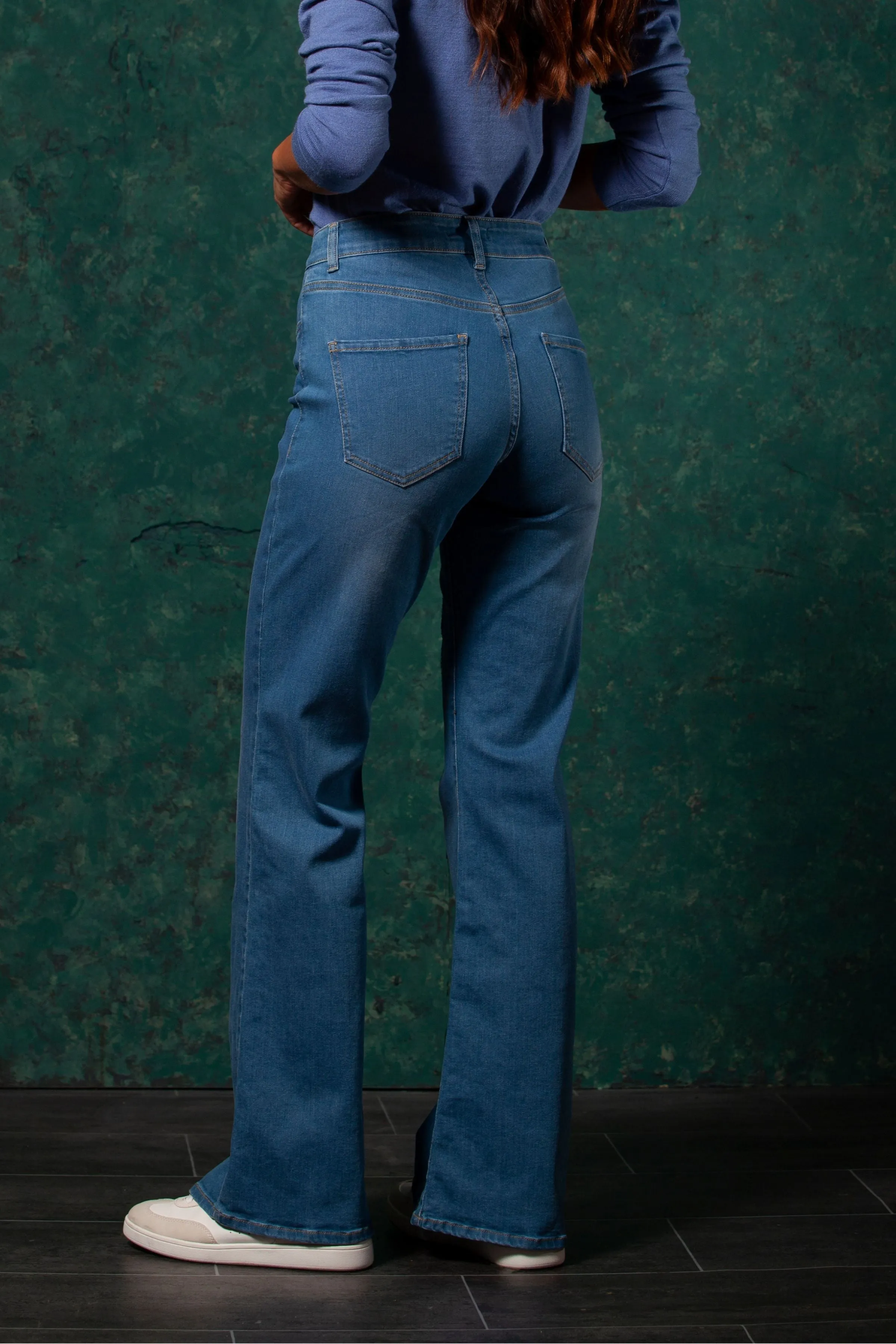 Blue Heart-Embroidered Jeans with Five Pockets by LolitasyL