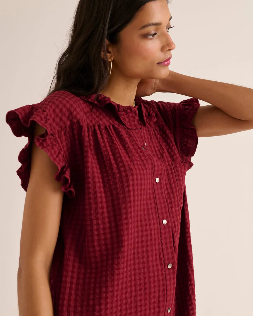 Burgundy Gingham Borneo Jumpsuit