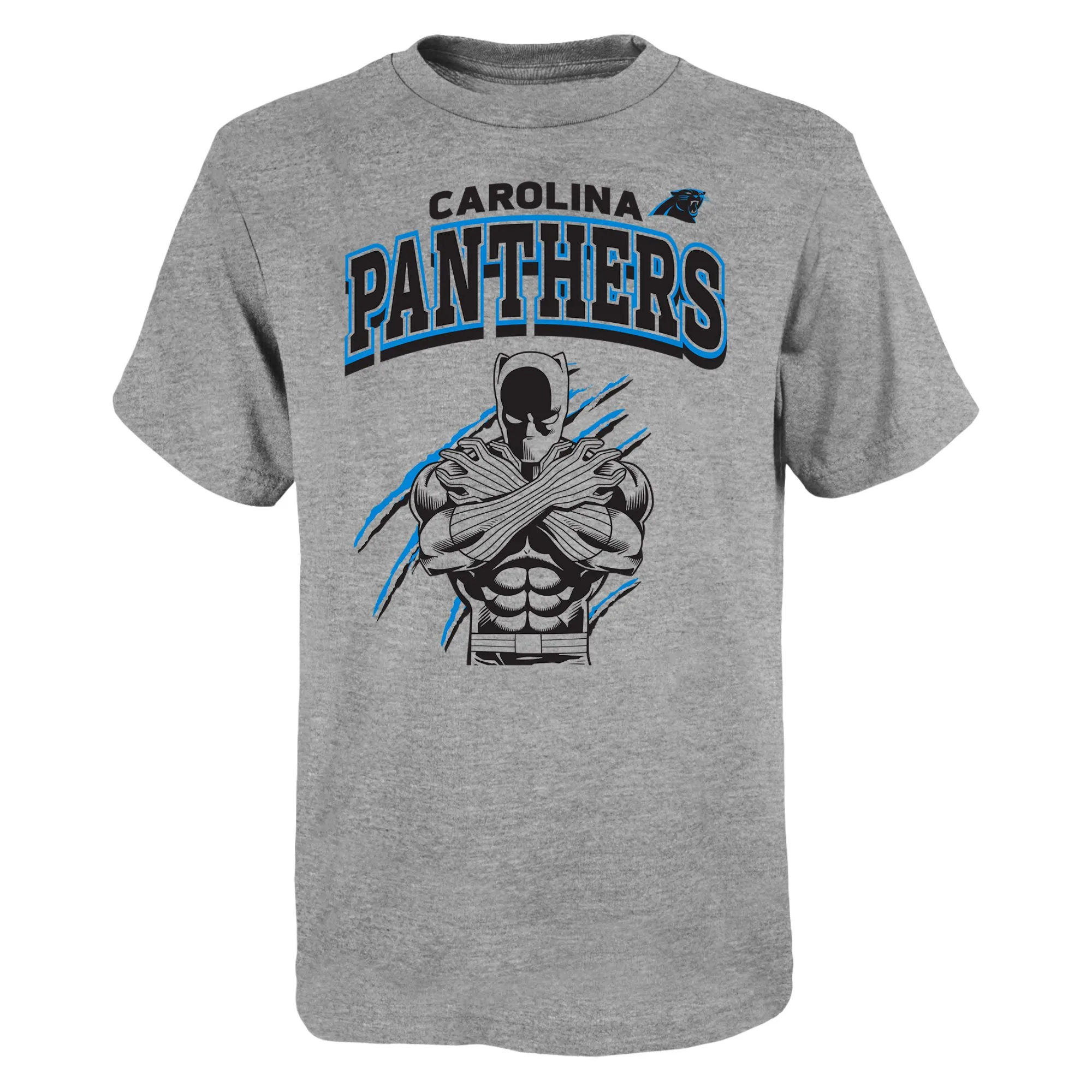 Carolina Panthers Youth Heather Gray Black Panther Tee