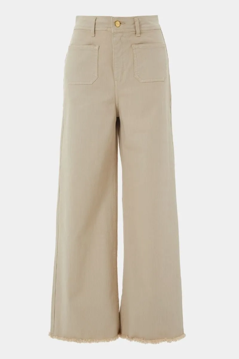 Cream Wide Leg Jeans with Pockets