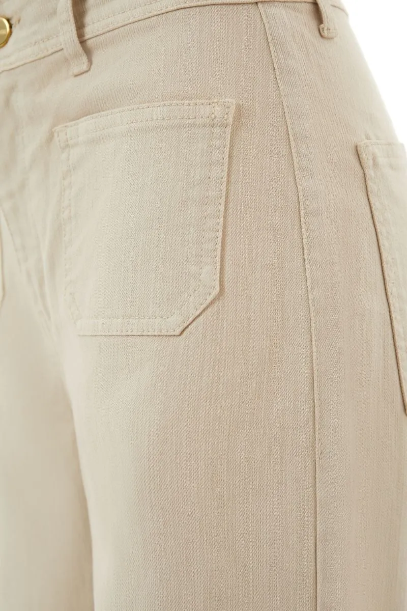 Cream Wide Leg Jeans with Pockets