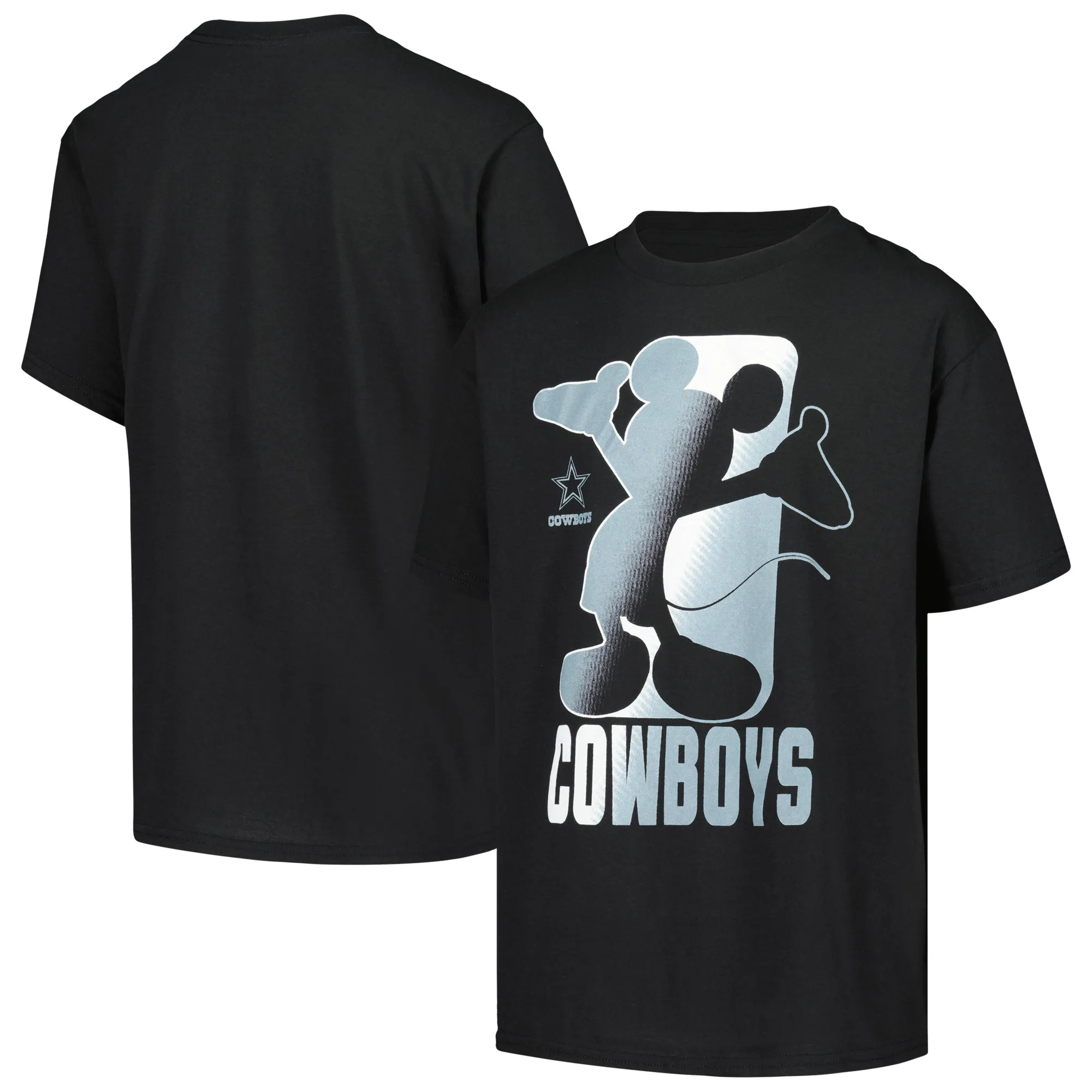 Dallas Cowboys Youth Black Disney Cross Fade Tee