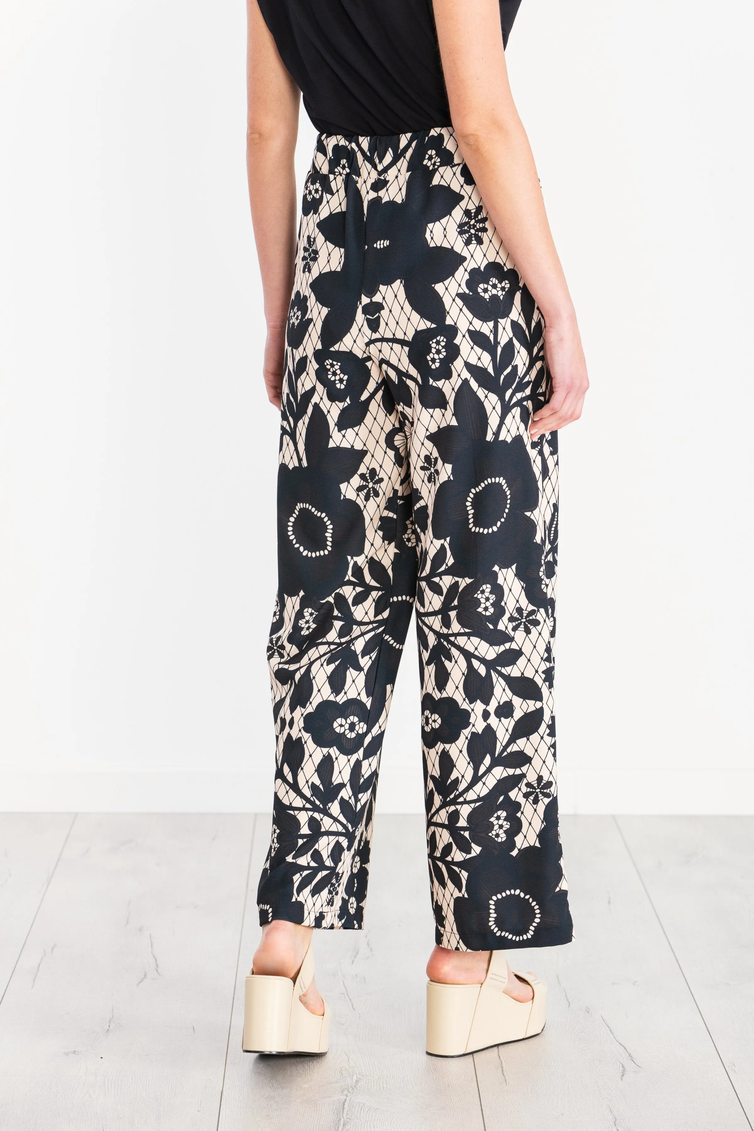 Floral Dark High-Waist Printed Pants by LolitasyL