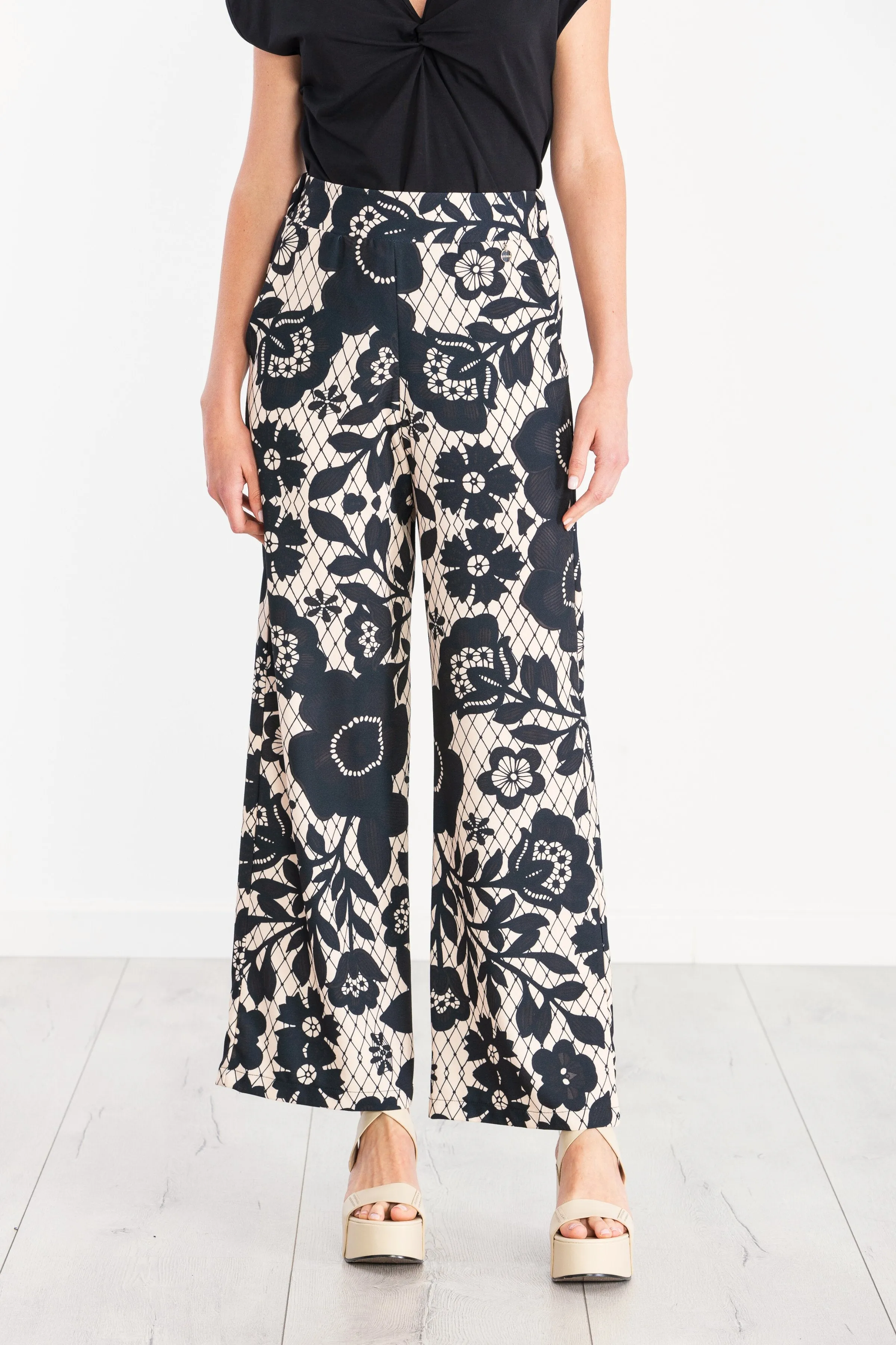 Floral Dark High-Waist Printed Pants by LolitasyL