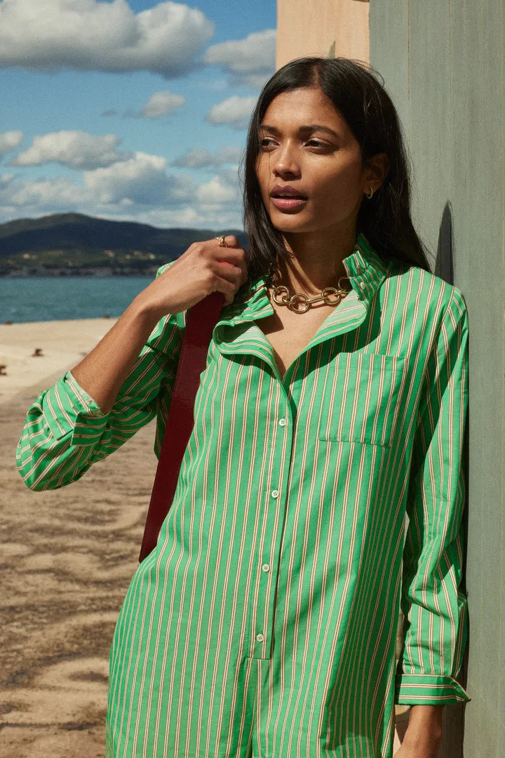 Green and Orange Striped Papille Jumpsuit