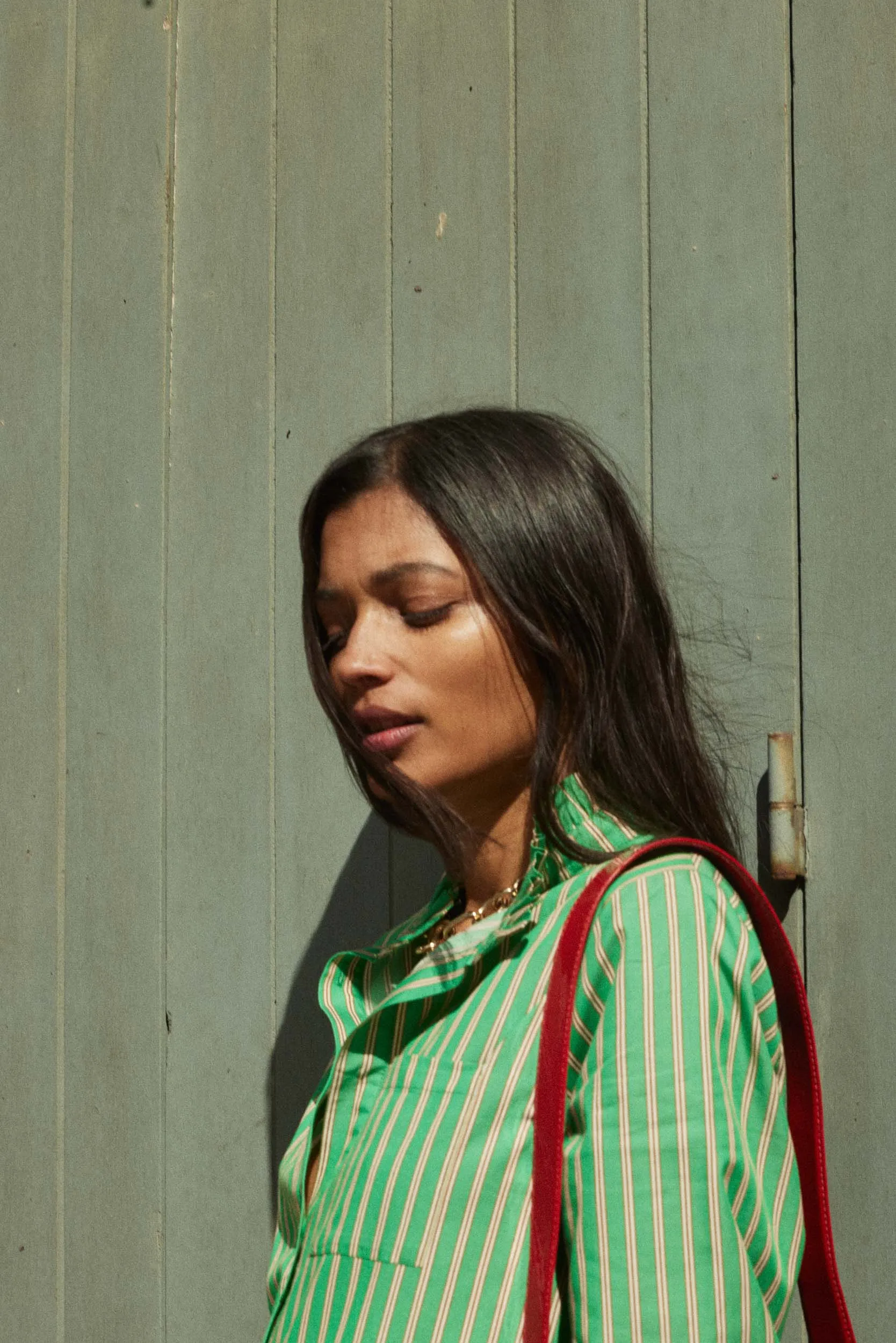 Green and Orange Striped Papille Jumpsuit