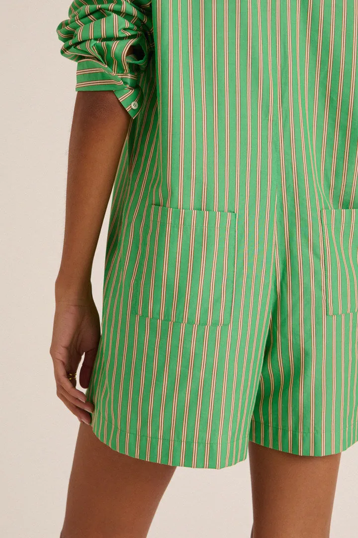 Green and Orange Striped Papille Jumpsuit