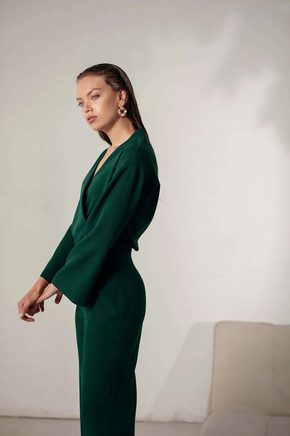 Green Wrap Jumpsuit