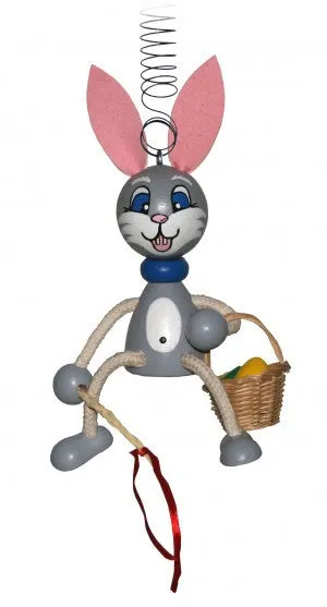 Handcrafted Wooden Jumpie Easter Rabbit with Basket