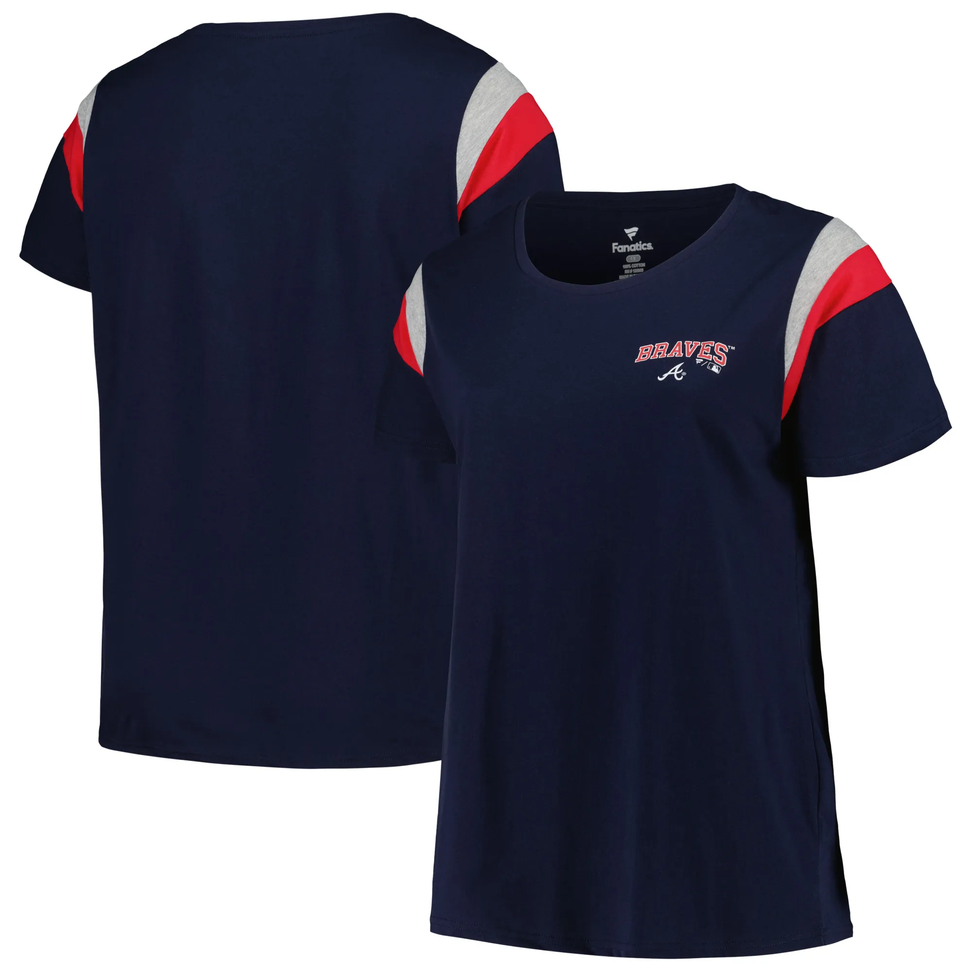 Lids Atlanta Braves Plus Scoop Neck T-Shirt - Navy Women's Profile