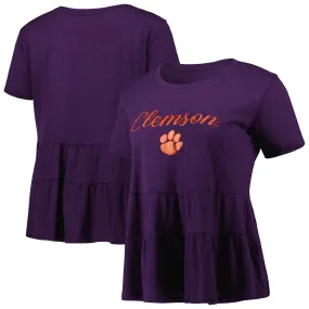 Lids Clemson Tigers Women's Purple Willow Ruffle-Bottom Tee