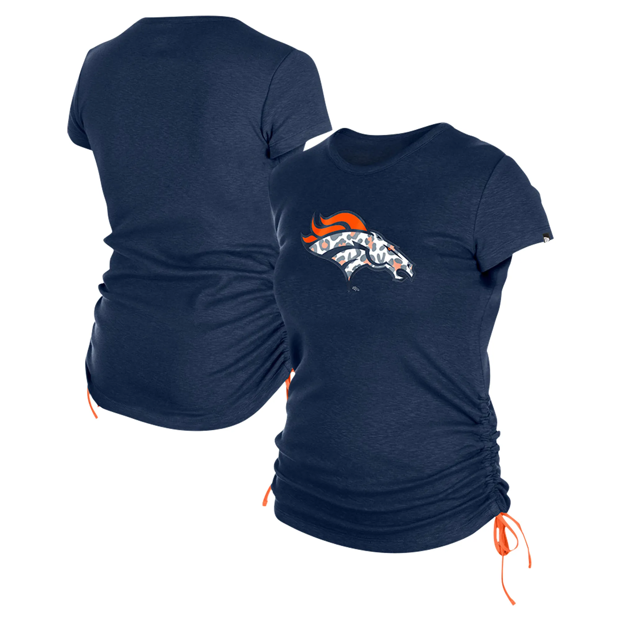 Lids Denver Broncos Ruched Side T-Shirt in Navy by New Era