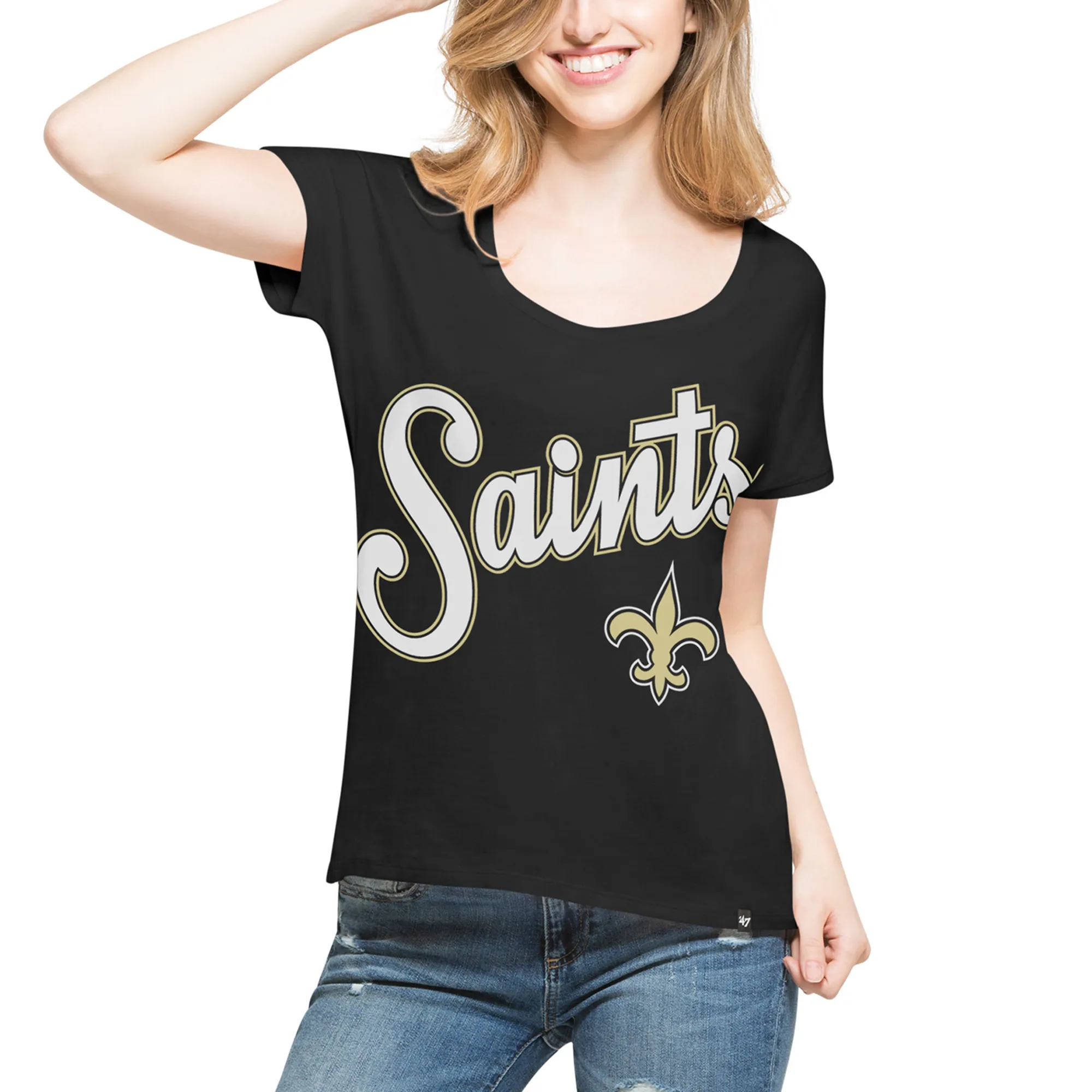 Lids New Orleans Saints Black Flair Roundoff Tee