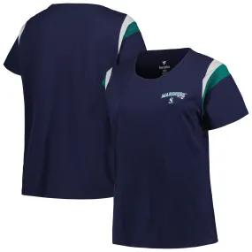 Lids Seattle Mariners Plus Scoop Neck T-Shirt - Navy Women's Profile