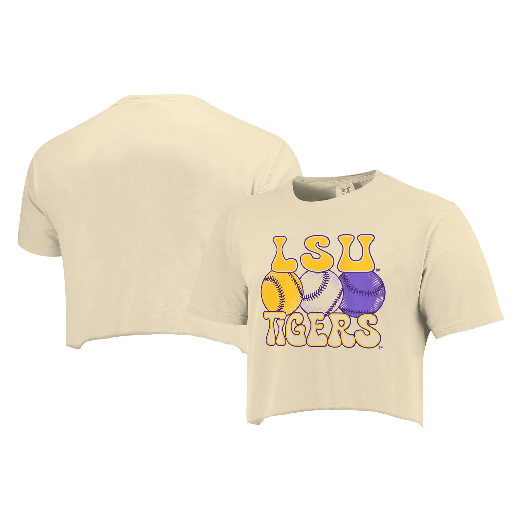 Lids Women's Natural LSU Tigers Baseball Cropped T-Shirt