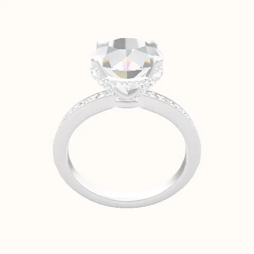 Micropave Engagement Ring With Pave Basket Head