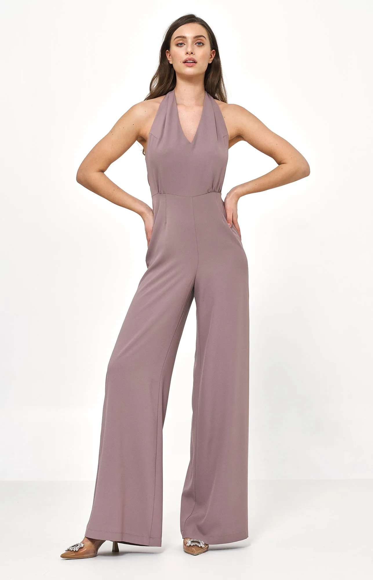 Mocha Open Back Jumpsuit