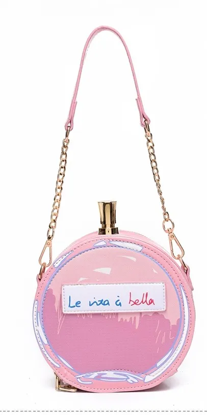 Pink Black la vita e bella Patent Perfume Clutch Bag Purse Shouder Bag