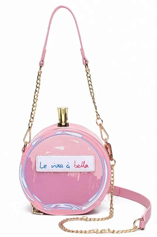 Pink Black la vita e bella Patent Perfume Clutch Bag Purse Shouder Bag