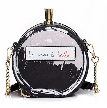 Pink Black la vita e bella Patent Perfume Clutch Bag Purse Shouder Bag