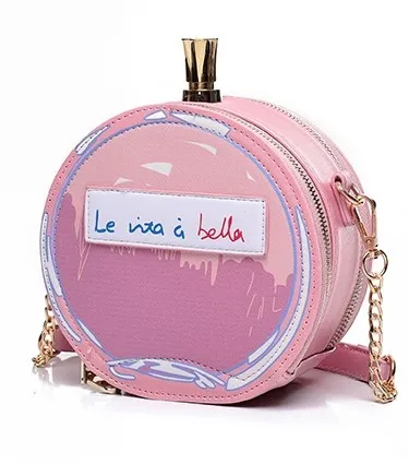 Pink Black la vita e bella Patent Perfume Clutch Bag Purse Shouder Bag