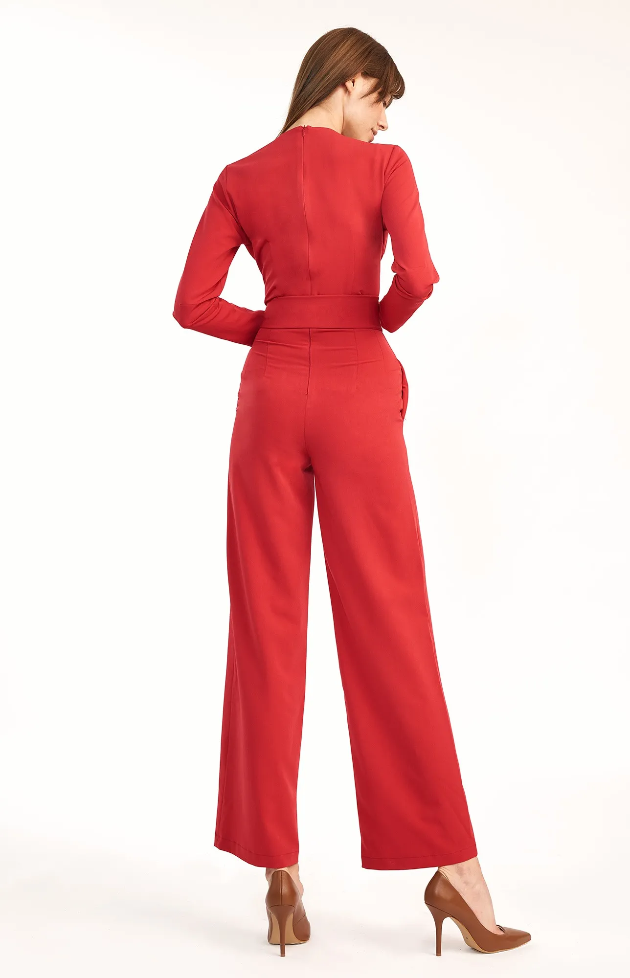 Red Heart Wrap Jumpsuit