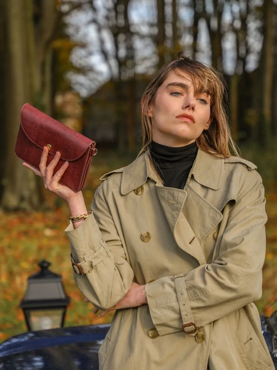 Red Leather Clutch Bag for Women - Bertille 1960 Garnet | PAUL MARIUS