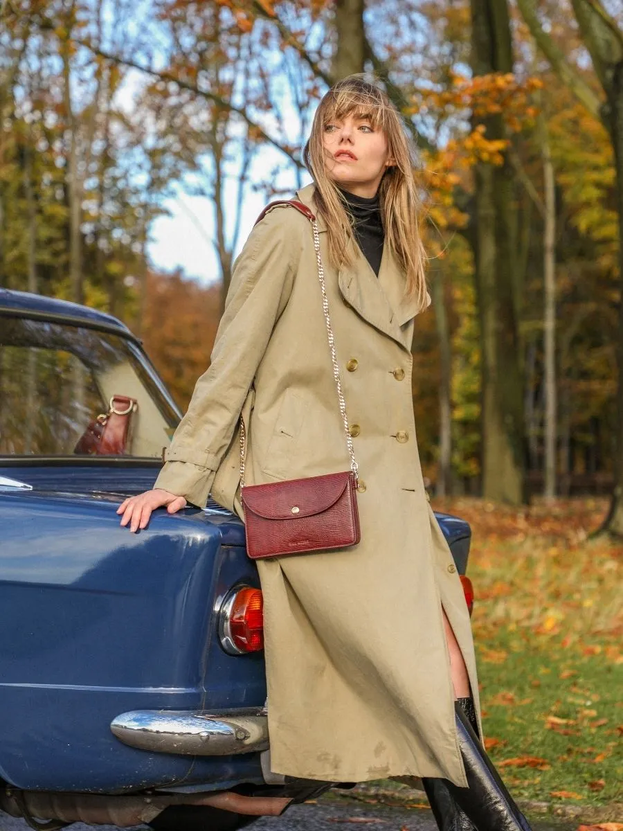 Red Leather Clutch Bag for Women - Bertille 1960 Garnet | PAUL MARIUS