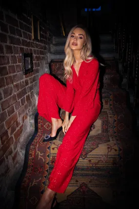 Red Sequin Jumpsuit