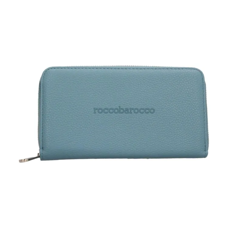 RoccoBarocco 12001 OLIVIA Araund  Wallet Portafogli Donna Chiusura Zip Sky Blue