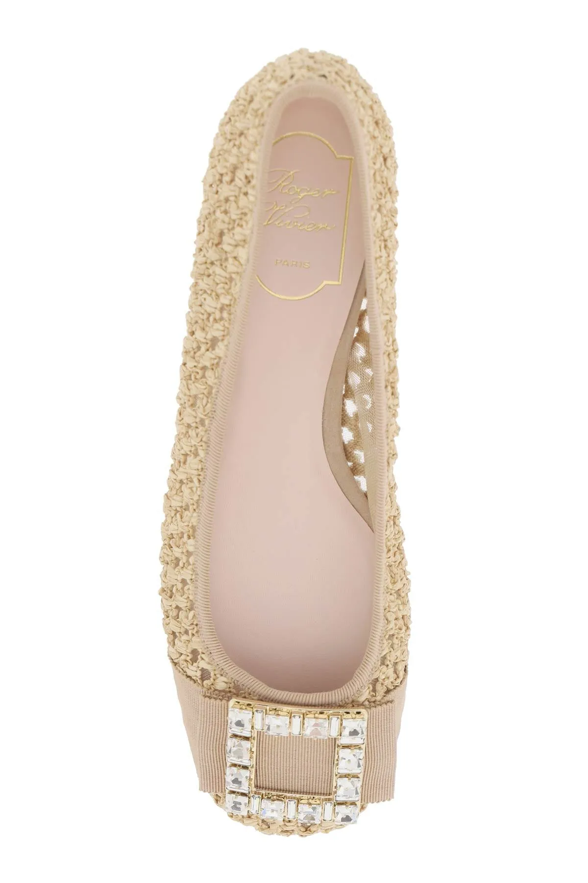 Roger Vivier Tres Vivier Ballerinas Raffia RVW44938140RNK Crema Chiaro Collant Carne Chiaro