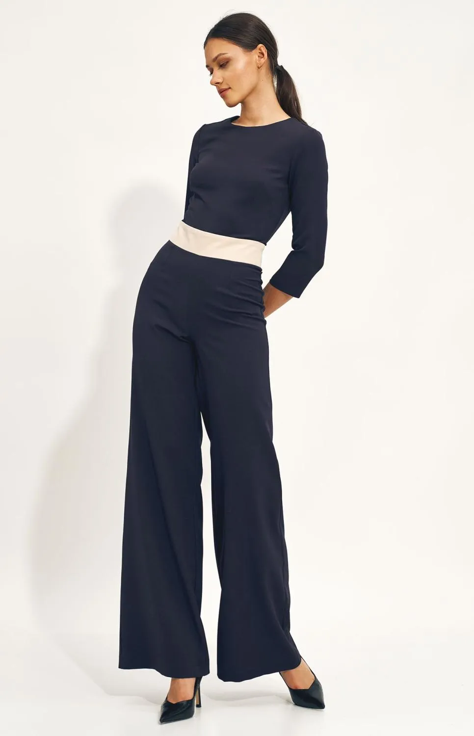 Wide Leg Navy Blue Jumpsuit