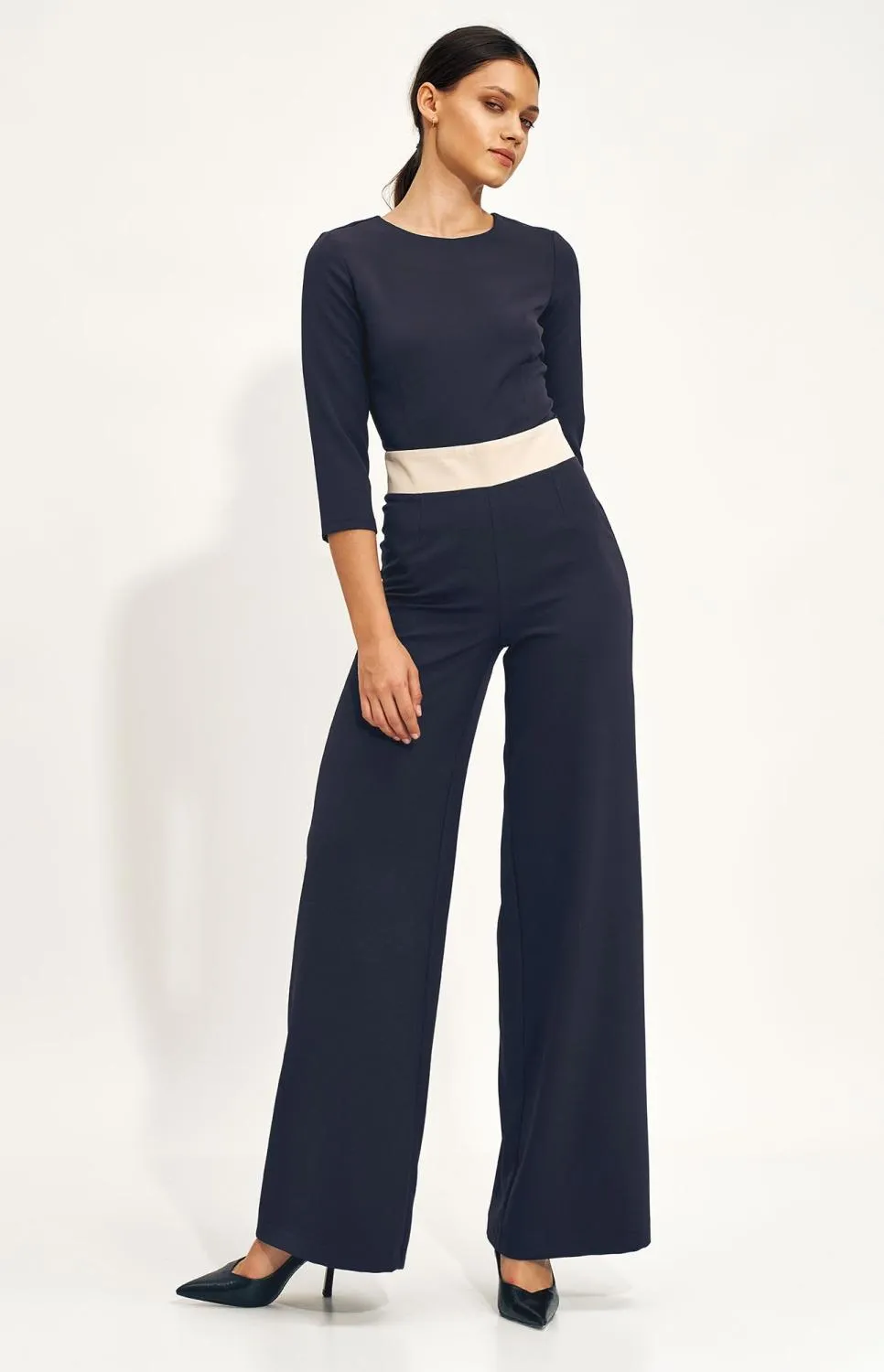 Wide Leg Navy Blue Jumpsuit