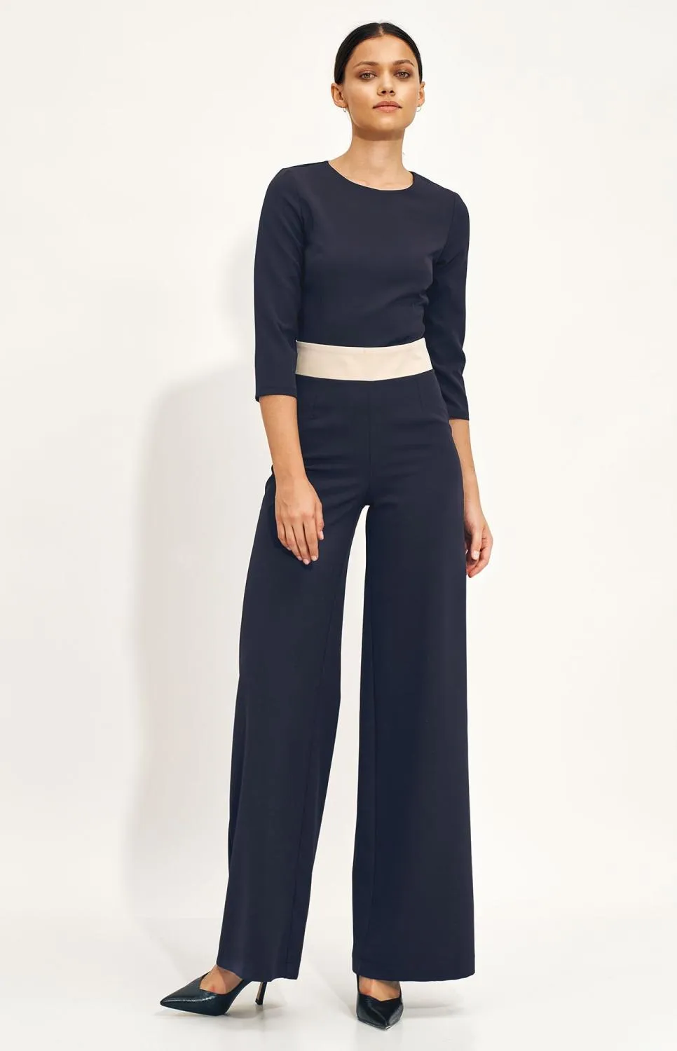 Wide Leg Navy Blue Jumpsuit