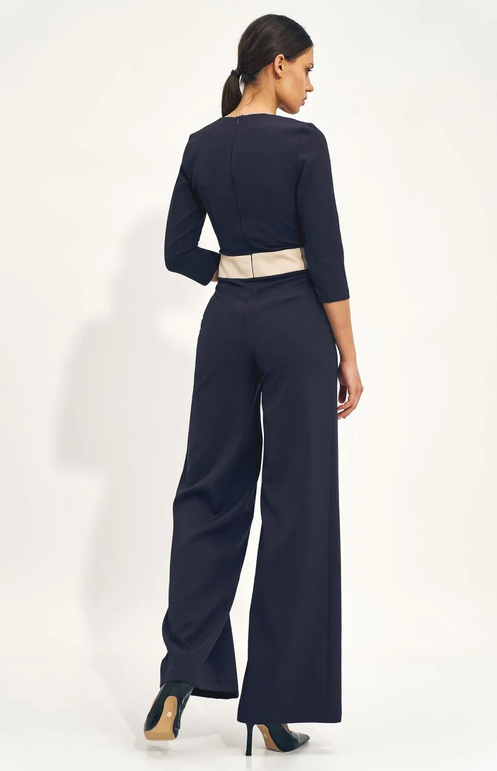 Wide Leg Navy Blue Jumpsuit