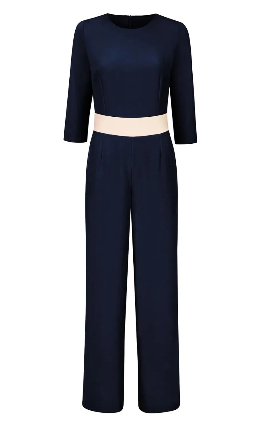 Wide Leg Navy Blue Jumpsuit