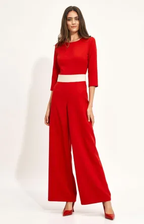 Wide Leg Red Jumpsuit